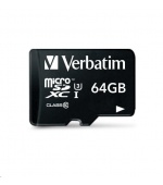 VERBATIM MicroSDXC karta 64GB Pro, U3 + adaptér