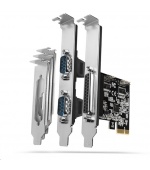 AXAGON PCEA-PSN, PCIe řadič - 1x paralelní (LPT) + 2x sériový port (RS232) 250 kbps, vč. LP