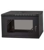 LEXI-Net 19" nástěnný rozvaděč Basic 6U 520x350, skleněné dveře, bez zad, rozložený, černý