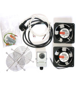 19" ventilace pro nástěnné rozvaděče XtendLan, termostat, 2 ventilátory 120mm, napájecí kabel, spojovací materiál