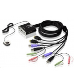 ATEN 2-port HDMI KVM USB2.0 mini, audio, 1.2m kabely, DO