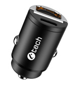 Nabíječka USB do auta C-TECH UCC-02, 1x Type C + 1 x Type A, 30W, Power delivery 3.0, Quick Charge