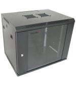XtendLan 19" nástěnný rozvaděč 12U 600x600, nosnost 60 kg, skleněné dveře, rozložený, černý