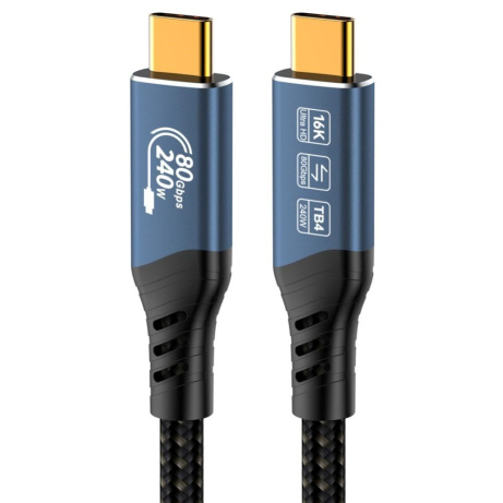 PREMIUMCORD Kabel USB4™ Version2.0 80Gbps 16K@60Hz 240W Thunderbolt 3 a 4 kabel 1,2m