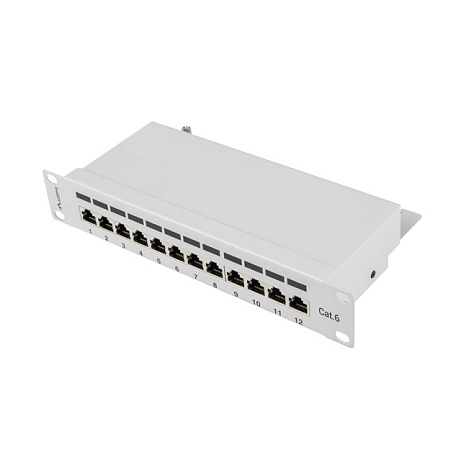 PATCH PANEL 12PORT 1U 10" CAT.6 FTP STÍNĚNÝ ŠEDÝ LANBERG