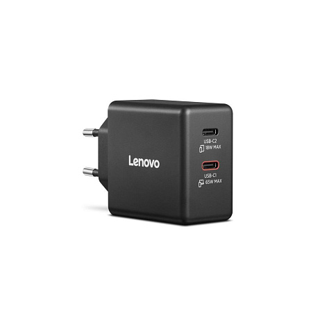 LENOVO napájecí adaptér Dual USB-C 65W GaN Charger Black - EU