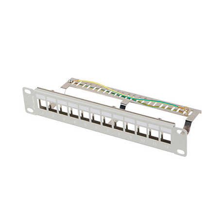 LANBERG PATCH PANEL 12 PORTŮ 1U 10" FTP PRO MODULY KEYSTONE ŠEDÝ V2