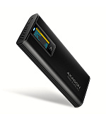 AXAGON EEM2-SD2B, USB-C 10Gbps externí box s displejem pro M.2 NVMe/SATA SSD, bezšroubkový, černý