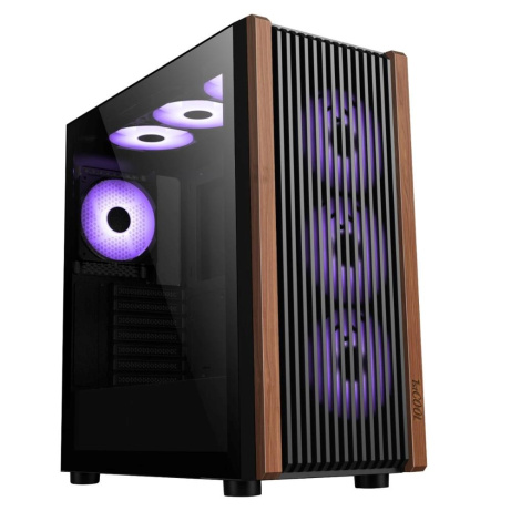 1stCOOL skříň G6 Noble, Mid Tower, ATX, AU, Průhledná Bočnice, 4x 120mm ARGB Fan, Černá