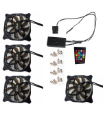 EUROCASE ventilátor RGB 120mm (spot Led), set 4ks + controller