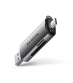 AXAGON CRE-SAC, USB3.2 Gen 1 Type-C + Type-A externí čtečka karet SD/microSD, podpora UHS-I