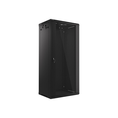 LANBERG RACKOVÁ SKŘÍŇ 19" NÁSTĚNNÁ 27U/600X450 (FLAT PACK) S PROSKLENÝMI DVEŘMI ČERNÁ V2