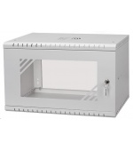 LEXI-Net 19" nástěnný rozvaděč Basic 6U 520x450, skleněné dveře, bez zad, rozložený, šedý