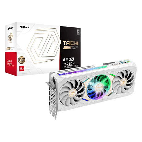 ASRock VGA AMD Radeon RX 9070 XT Taichi White 16GB OC, RX 9070 XT, 16GB GDDR6, 3xDP, 1xHDMI