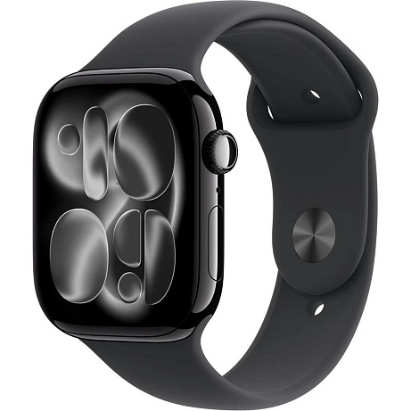 BAZAR - Apple Watch Series 11 GPS 42mm Jet Black Aluminium Case with Black Sport Band - S/M - rozbaleno