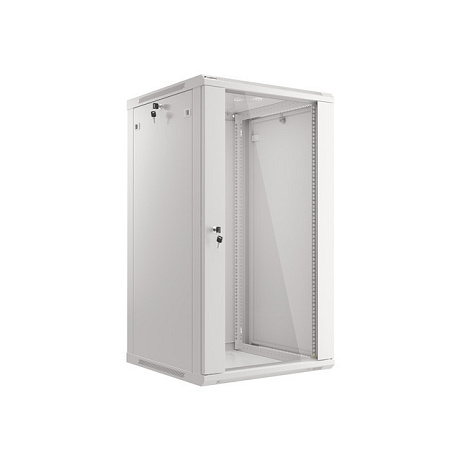 LANBERG 19" RACKOVÁ SKŘÍŇ PRO MONTÁŽ NA STĚNU 22U/600X600 (FLAT PACK) S PROSKLENÝMI DVEŘMI ŠEDÁ V2