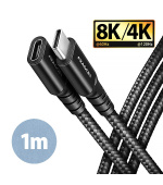 AXAGON BUCM32-CF10AB prodlužovací kabel USB-C (M)  USB-C (F), 1m, USB 20Gbps, PD 240W 5A, 8K HD, ALU, oplet, černý