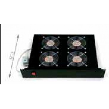 19" horiz.vent.j.4xVent.-220V/92W termost.2U černá
