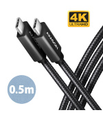 AXAGON BUCM32-CM05AB, SPEED+ kabel USB-C  USB-C, 0.5m, USB 20Gbps, PD 100W 5A, 4K HD, ALU, oplet, černý