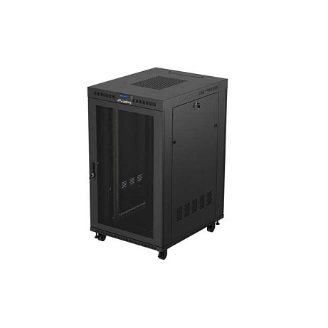 19" VOLNĚ STOJÍCÍ RACKOVÁ SKŘÍŇ 27U 800X1000 ČERNÝ LCD S PERFOROVANÝMI DVEŘMI LANBERG (FLAT PACK) V2