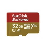 SanDisk MicroSDHC karta 32GB Extreme (100MB/s, Class 10, UHS-I U3 V30) + adaptér
