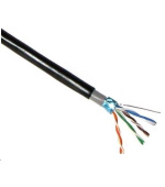 POŠKOZENÝ OBAL - FTP kabel LYNX Cat5E, drát, dvojitý venkovní PE+PVC, černý, 305m cívka - BAZAR