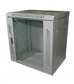 LEXI-Net 19" nástěnný rozvaděč 12U 600x600, nosnost 60 kg, skleněné dveře, svařovaný, šedý