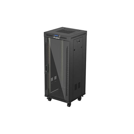 19" VOLNĚ STOJÍCÍ RACKOVÁ SKŘÍŇ 27U/600X600 (FLAT PACK) S PROSKLENÝMI DVEŘMI LCD ČERNÁ LANBERG V2