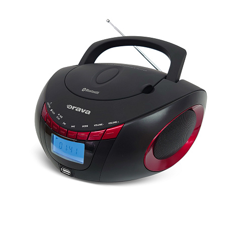 Orava RCD-813 R Přenosný CD/USB přehrávač s rádiem a Bluetooth, červeno-černý