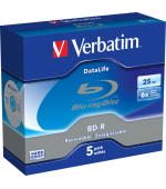 VERBATIM BD-R SL Datalife (5-pack)Blu-Ray/Spindle/6x/25GB WHITE BLUE SURFACE