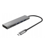 TRUST rozbočovač HALYX, Fast USB-C Hub & Card reader