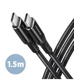 AXAGON BUCM-CM15AB, HQ kabel USB-C USB-C, 1.5m, USB 2.0, PD 60W 3A, ALU, oplet, černý