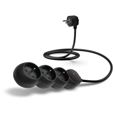 CONNECT IT prodlužovací kabel 230V, 3 zásuvky, 1,5m, s vypínačem, černá
