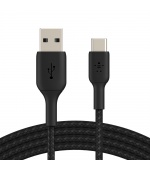 BELKIN kabel oplétaný USB-C - USB-A, 1m, černý