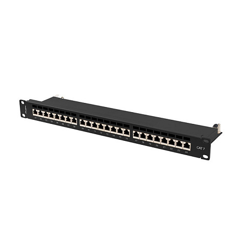 PATCH PANEL 24 PORTŮ 1U 19" CAT.7 FTP STÍNĚNÝ ČERNÝ LANBERG