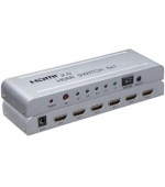 PremiumCord 4Kx2K@60Hz HDMI switch 5:1 kovový s dálkovým ovladačem a napájecím adaptérem