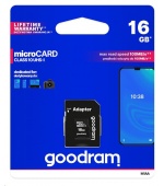GOODRAM MicroSDHC karta 16GB M1AA, UHS-I Class 10, U1 + adaptér