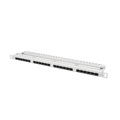 PATCH PANEL 24 PORTŮ 0,5U 19" CAT.6 UTP ŠEDÝ LANBERG