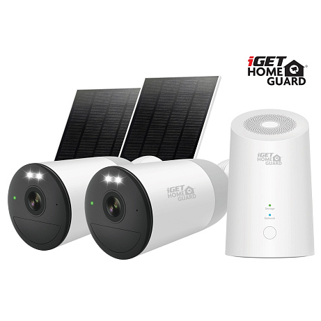 iGET HGWNK108402S - kamerový bateriový 2K Wi-Fi set, 10CH NVR + 2x kamera se solár. panelem, 9000mAh