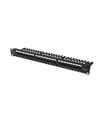 LANBERG PATCH PANEL 24 PORTŮ 1U 19" CAT.6A UTP S POLICÍ ČERNÝ