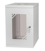 LEXI-Net 10" nástěnný rozvaděč Basic 9U 292x300, skleněné dveře, bez zad, svařovaný, šedý