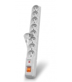 Acar S8 3m kabel, 8 zásuvek, přepěťová ochrana, bílá