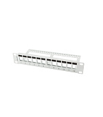 PATCH PANEL 12 PORTŮ 1U S ORGANIZÉREM PRO KEYSTONE MODULY ŠEDÝ LANBERG