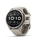 Garmin fenix® 9 Pro – 43mm, Titanium se silikonovým řemínkem Fog Gray / Dark Sandstone