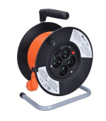 Solight prodlužovací přívod na bubnu, 4 zásuvky, 25m, oranžový kabel, 3x 1,5mm2