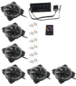 EUROCASE ventilátor RGB 120mm (Turbine blade, FullControl Led), set 6ks + controller