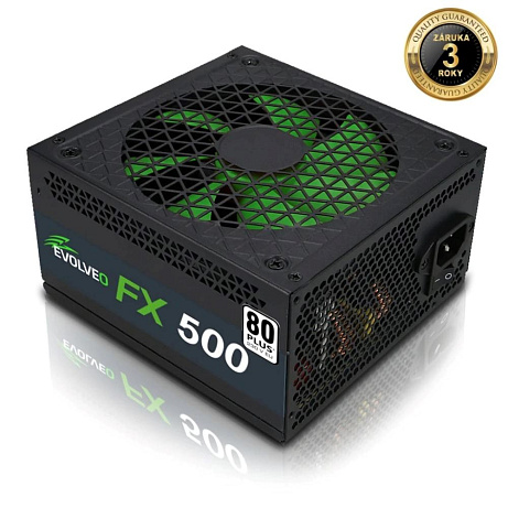 EVOLVEO FX 500, zdroj 500W ATX, 14cm, tichý, 80+ White, záruka 3 roky, černý
