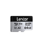 Lexar 64GB H-P Silver Plus microSDHC s adp C10 A2