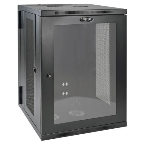 Skříň SmartRack 18U, Š=600mm, Hl=550mm, hloubka pro přepínače, prosklené dveře, montáž na stěnu