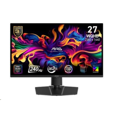 MSI LCD MAG 271QP QD-OLED X24, 26.5", QD-OLED, QHD, 240Hz, 0,03ms, Black